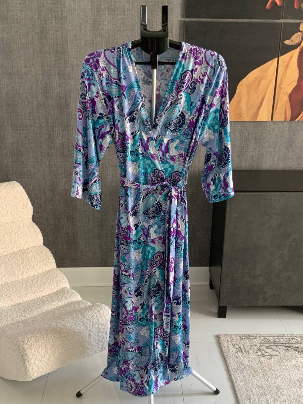 Jones New York Teal, Purple & Blue Paisley Robe S/M